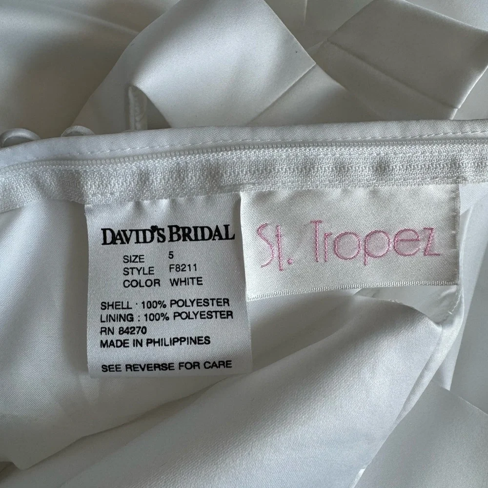 David’s Bridal Flower Girl Dress. St. Tropez brand, girls size 5.  White. - Picture 12 of 13